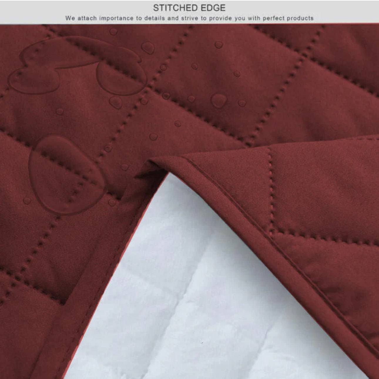 Premium Quilted Waterproof Mattress Cover (Mehroon)