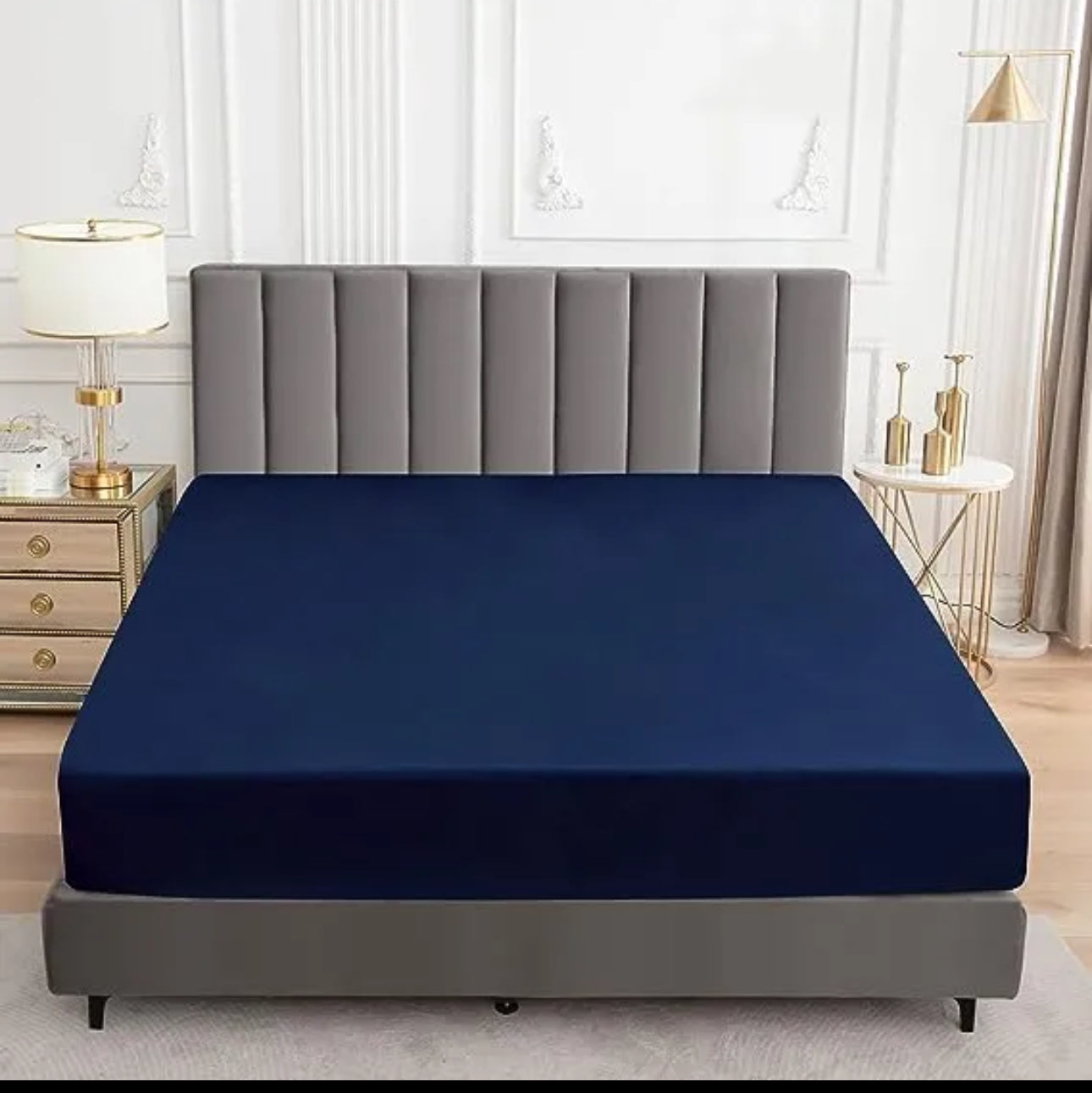 Premium Terry Cotton Waterproof Mattress Cover (Blue)