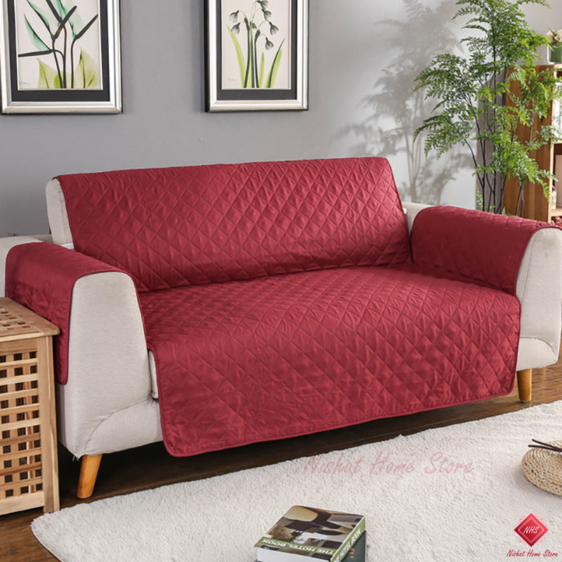 Quilted Sofa Cover (Maroon)