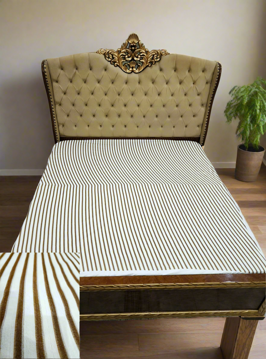 WaterProof Fitted Mattress Cover (Brown Stripe Pattern)