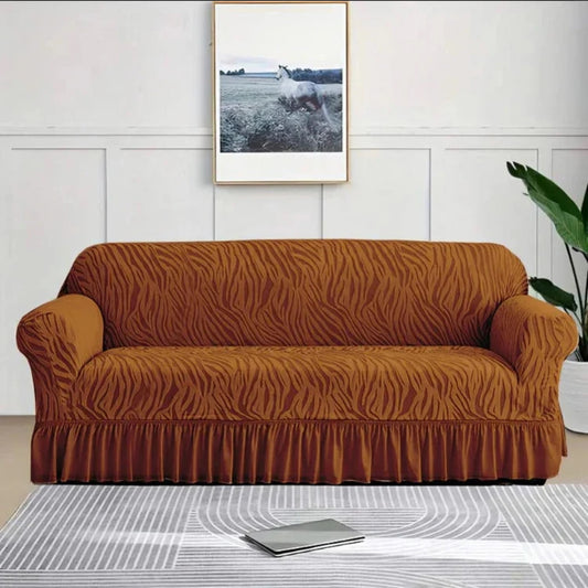 Zebra Style Velvet Sofa Cover (Copper)