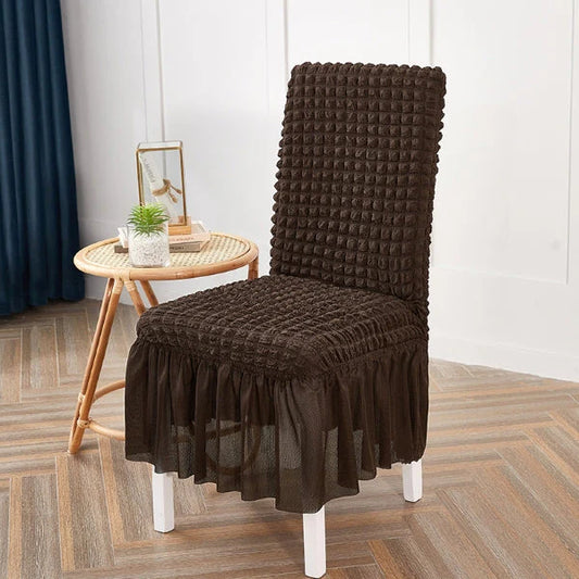 Premium Bubble Fabric Dinning Chari Covers (Brown)