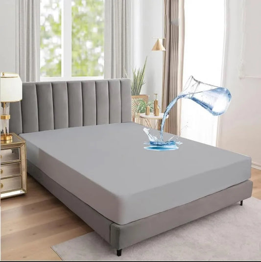 Premium Terry Cotton Waterproof Mattress Cover (Grey)