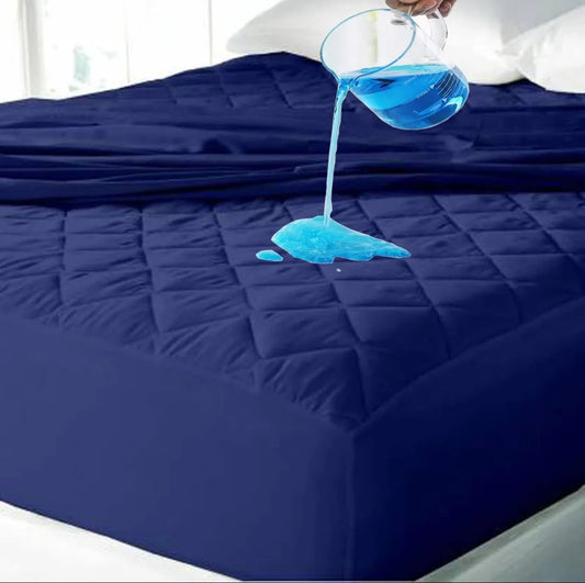 Premium Quilted Waterproof Mattress Cover (Blue)
