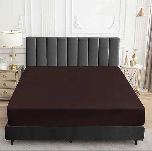 Premium Terry Cotton Waterproof Mattress Cover (Brown)
