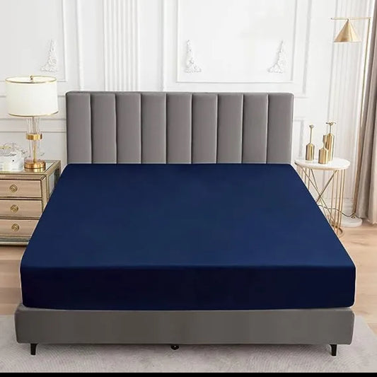 Premium Terry Cotton Waterproof Mattress Cover (Blue)