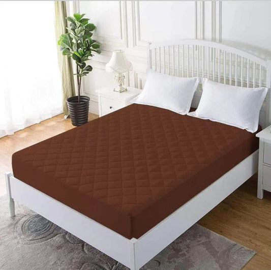 Premium Quilted Waterproof Mattress Cover (Brown)