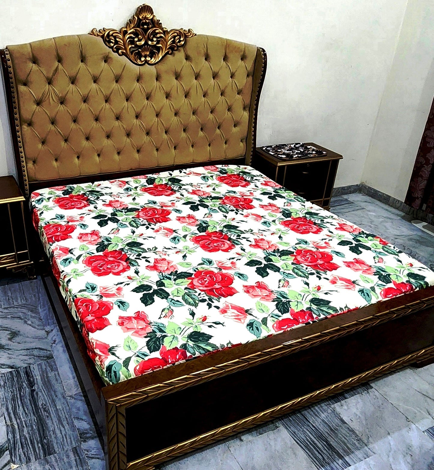 Water Proof Fitted Mattress Cover (Printed)